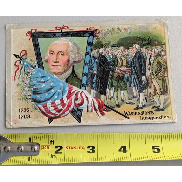 Antique Washingtons Inauguration Postcard 1732-1799 Vintage Patriotic Memorabili - Picture 4 of 8